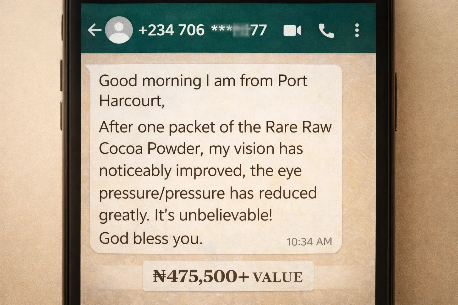WhatsApp testimonial — Port Harcourt